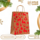 Пакет крафт с  тиснением, круглая ручка, "Лес"  21 х 27 х 11 см, 120 г 10574024 - фото 313388904