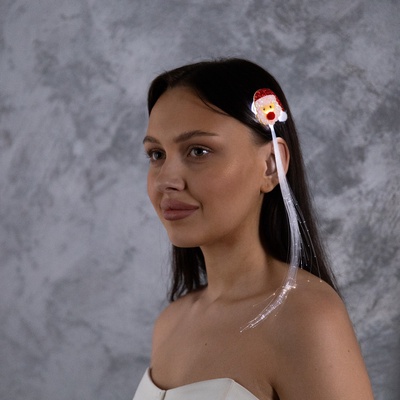 Заколка для волос светодиодная «Дед Мороз» 33×4.5 см, 1 LED, батарейки LR1130×2 (в комплекте), мерцание, свечение белое