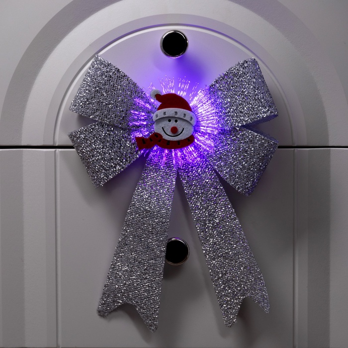 Световой бант «Снеговик бантик» 24×32 см, 1 LED, батарейки LR44×2 (в комплекте), мерцание, свечение мульти