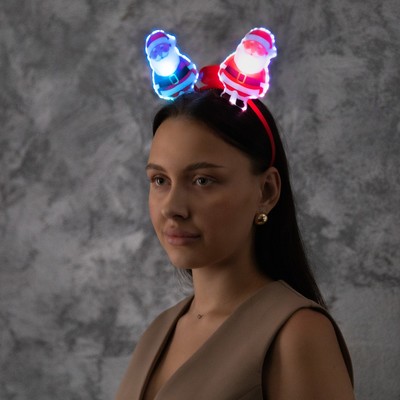 Ободок светодиодный «Дед Мороз» 18×16×3 см, 2 LED, батарейки AG10×3 (в комплекте), мерцание, свечение мульти