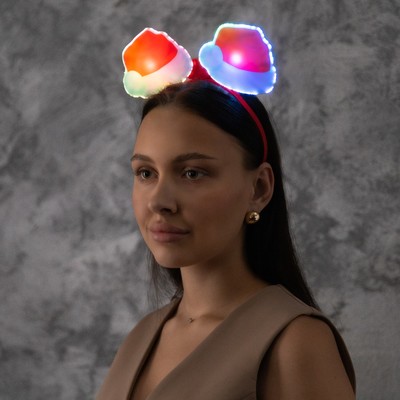 Ободок светодиодный «Колпак» 18×16×3 см, 2 LED, батарейки AG10×3 (в комплекте), мерцание, свечение мульти