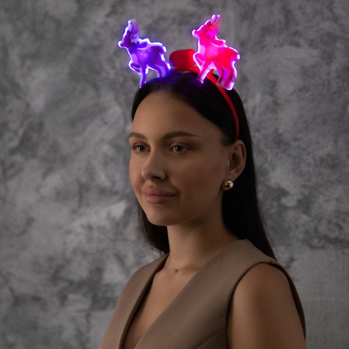 

Ободок светодиодный "Олени" 18x16x3 см, 2 LED, AG10x3 (в компл.), мерцание, свечение мульти