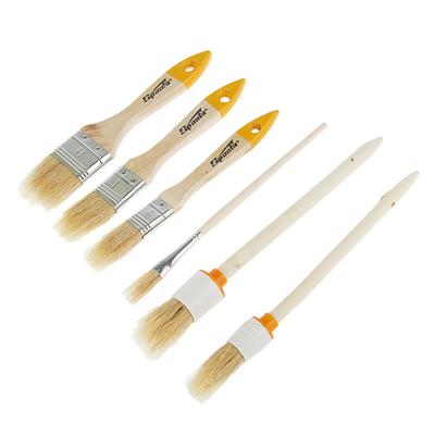 Набор кистей SPARTA, плоские 3/4", 1", 1.5", круглые №1, №2, №4, 6 шт.