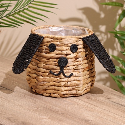 Корзина плетёная «Собачка», 22.5×22.5×19 см