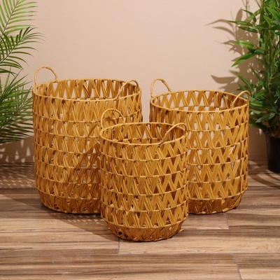 Набор плетёных корзин, 3 шт., 42×38×34 см