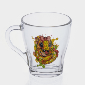 Кружка для чая, 250 мл, стекло, рисунок МИКС