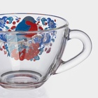 Чайная пара новогодняя «Снегири на рябине», 200 мл, блюдце d=13 см, стекло, прозрачная - Фото 6