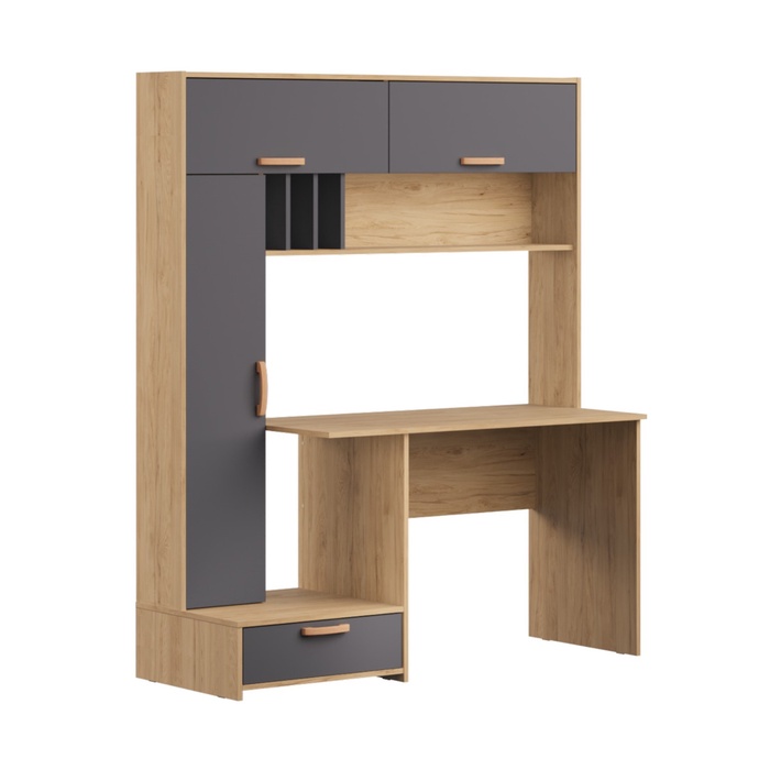 Стол письменный «Лайт 03.243 Н», 1502×573×1799 мм, цвет гикори рокфорд натуральный/тёмно – серый - Фото 1