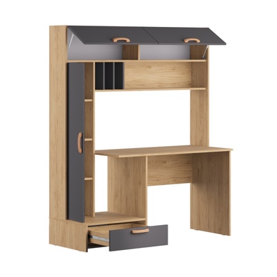 Стол письменный Лайт 03.243 Н, 1502 х 573 х 1799, Гикори Рокфорд Натуральный/Темно - серый   1081592