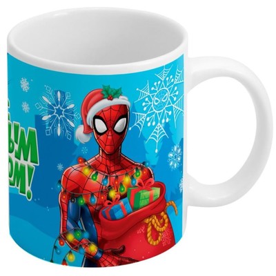 Кружка керамическая новогодняя, детская, сублимация, 320 мл, Человек-паук
