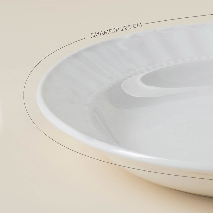 УЦЕНКА Набор фарфоровых тарелок SL Home «Винтаж фрэнч», 300 мл, d=22,5 см, цвет белый - фото 115461145