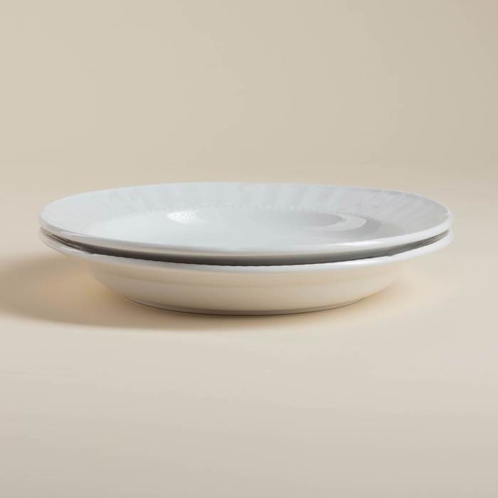 УЦЕНКА Набор фарфоровых тарелок SL Home «Винтаж фрэнч», 300 мл, d=22,5 см, цвет белый - фото 115461147