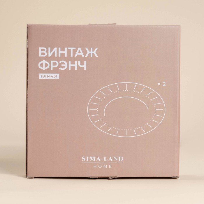 УЦЕНКА Набор фарфоровых тарелок SL Home «Винтаж фрэнч», 300 мл, d=22,5 см, цвет белый - фото 115461151