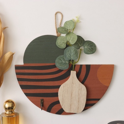 Настенные крючки декоративные «Абстракция. Роза в вазе», дерево, 1.5×19×23.5 см