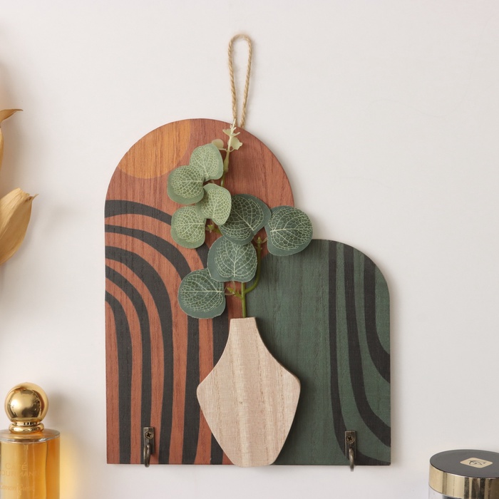 Настенные крючки декоративные «Абстракция. Цветочек в вазе», дерево, 1.5×19.2×23.3 см - Фото 1