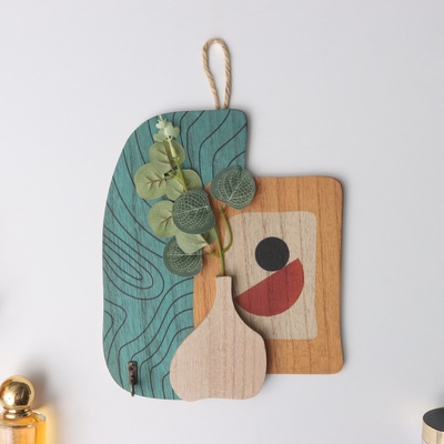 Настенные крючки декоративные «Абстракция. Ваза с цветком», дерево, 1.5×19.5×23.5 см