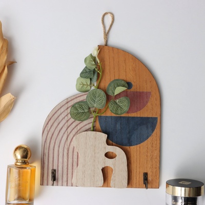 Настенные крючки декоративные «Абстракция с цветком», дерево, 1.5×19.5×23.5 см