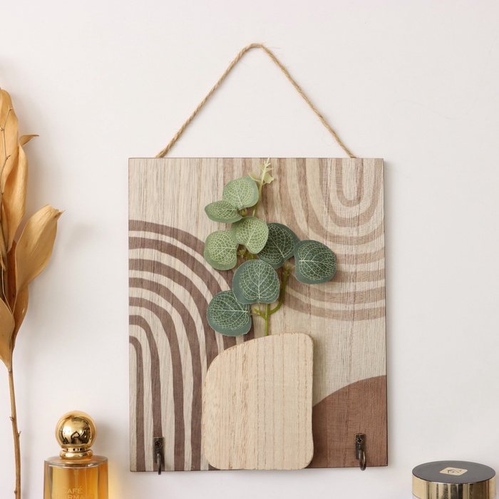 Настенные крючки декоративные «Абстракция. Прямоугольник. Цветок», дерево, 1.5×19.5×23.5 см - Фото 1