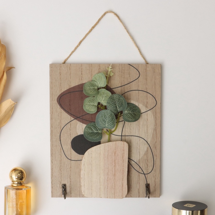 Настенные крючки декоративные «Абстракция. Каракули. Цветок», дерево, 1.5×19.5×23.5 см - Фото 1