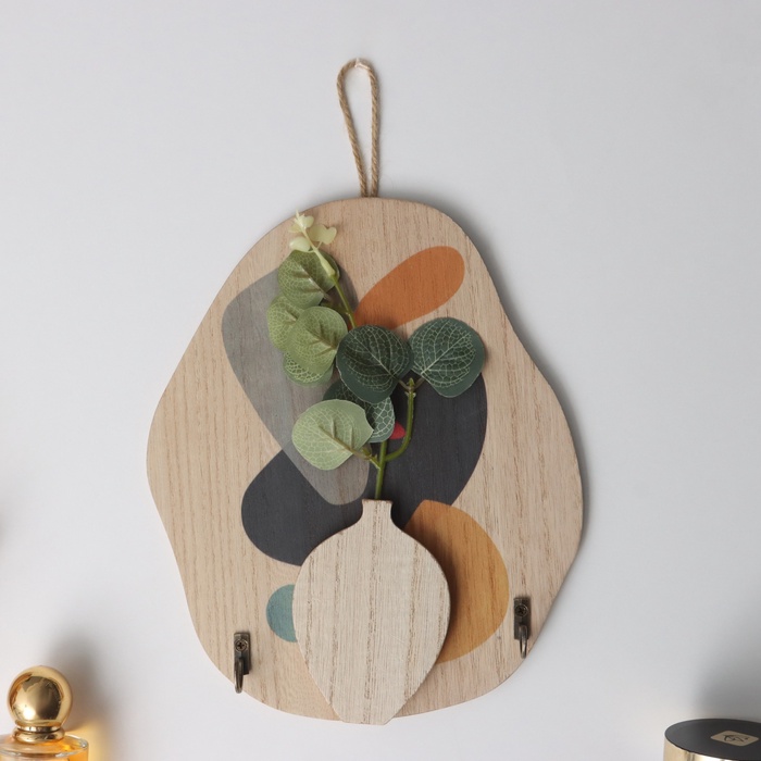 Настенные крючки декоративные «Абстракция. Кляксы. Цветок», дерево, 1.5×19.5×23.3 см - Фото 1