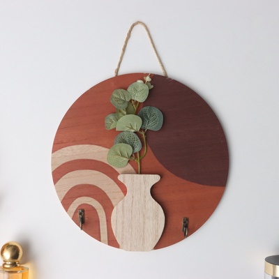 Настенные крючки декоративные «Абстракция. Цветок и ваза», дерево, 1.5×23.4×23.4 см