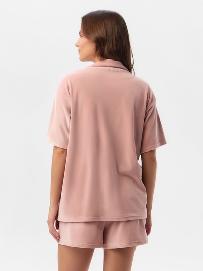 Пижама женская (рубашка, шорты) KAFTAN Plushy, размер 44-46, розовая