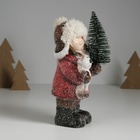 Фигурка светящаяся «Малышка в красном пальто, с ёлочкой и лосиком», керамика, 10.5×8.5×19 см - Фото 3