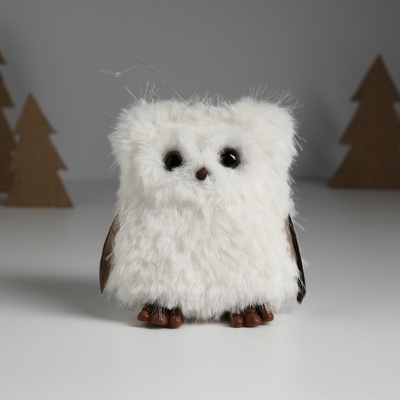 Интерьерная кукла текстильная «Совушка белая», 5×8.8×10 см