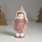 Интерьерная кукла текстильная «Девочка в тёплом розовом платьишке», 5.5×5.5×13.5 см - Фото 1