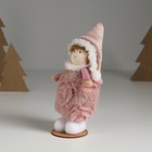 Интерьерная кукла текстильная «Девочка в тёплом розовом платьишке», 5.5×5.5×13.5 см - Фото 2