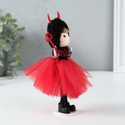 Интерьерная кукла текстильная «Девочка в костюме чертёнка», 4×5×13.5 см