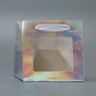 Пакет для торта и коробок, с квадратным дном и окном, голографический, 15×15×15 см - Фото 2