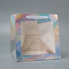 Пакет для торта и коробок, с квадратным дном и окном, голографический, 25×25×25 см - Фото 2