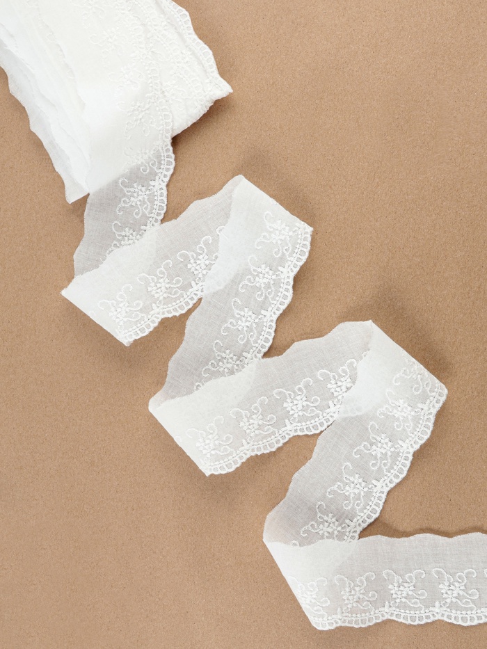 Кружево шитьё, 50 мм, 13.7±1 м, белое - Фото 1