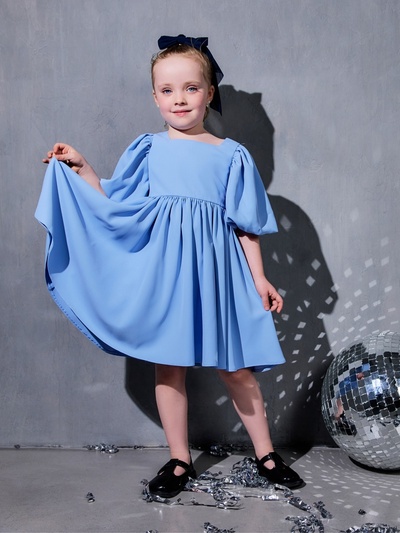 Платье нарядное для девочки MINAKU: Party Dress, голубое, рост 110-116 см