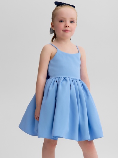 Платье нарядное для девочки MINAKU: Party Dress с бантом, голубое, рост 104-110 см