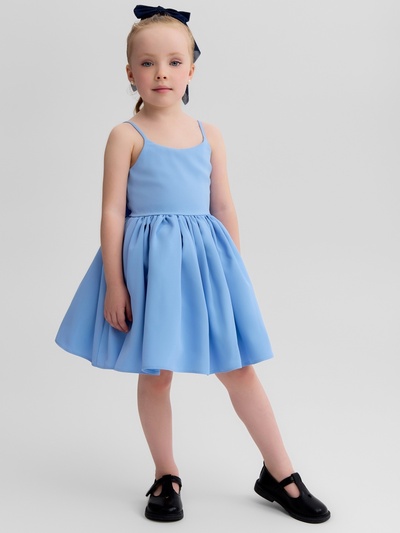 Платье нарядное для девочки MINAKU: Party Dress с бантом, голубое, рост 104-110 см