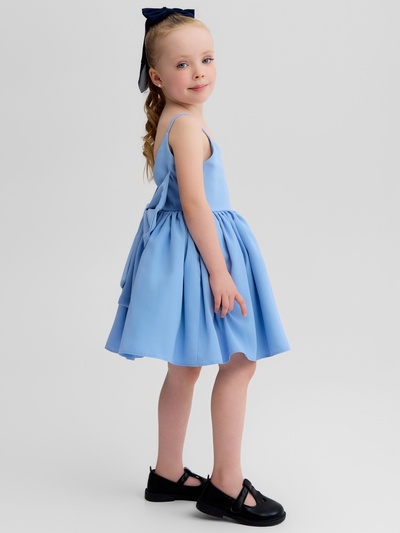 Платье нарядное для девочки MINAKU: Party Dress с бантом, голубое, рост 104-110 см