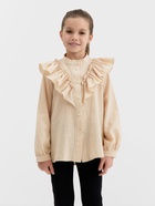 Блузка для девочки MINAKU: Cotton collection, светло-бежевая, рост 122 см - Фото 4