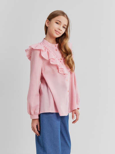 Блузка для девочки MINAKU: Cotton collection, розовая, рост 146 см