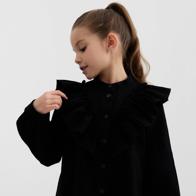 Блузка для девочки MINAKU: Cotton collection, чёрная, рост 128 см