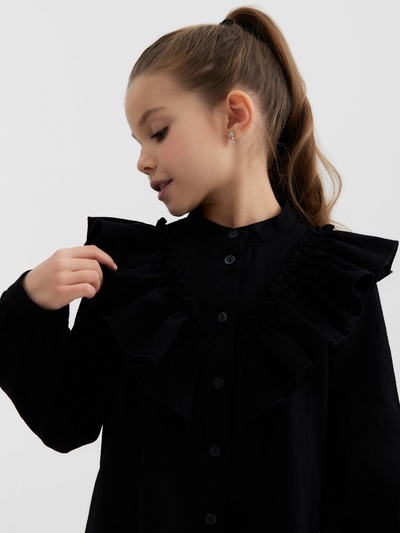 Блузка для девочки MINAKU: Cotton collection, чёрная, рост 152 см