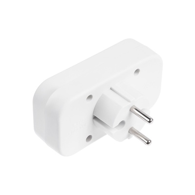 Разветвитель, 2 розетки, 10 А, без заземления, 220 В, белый