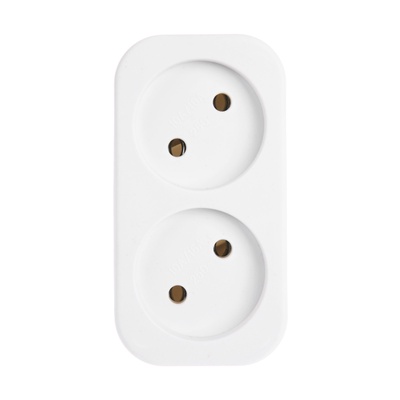 Разветвитель, 2 розетки, 10 А, без заземления, 220 В, белый