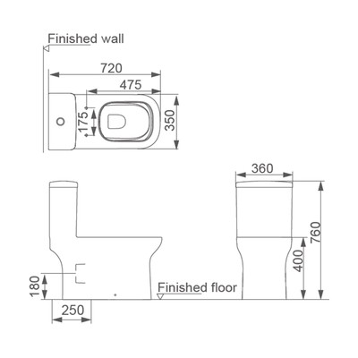 Унитаз моноблок Comforty CF3C6328P, универсальный выпуск, дюропласт, 2-реж. арматура
