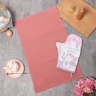 Набор кухонный Love: варежка 20×28 см, полотенце, 35×60 см, вафля - Фото 2