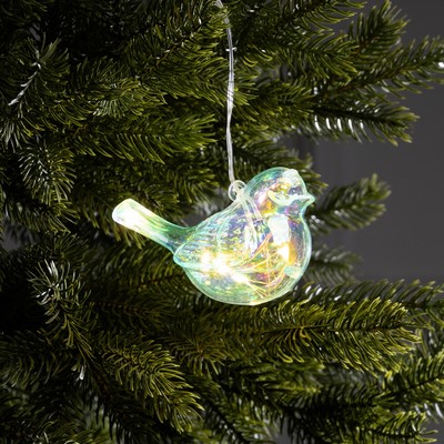 Ёлочная игрушка светодиодная «Снегирь», 10×17 см, 5 LED, от батареек ААх2, свечение тёплое белое