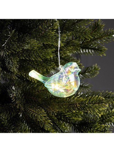 Ёлочная игрушка светодиодная «Снегирь», 10×17 см, 5 LED, от батареек ААх2, свечение тёплое белое