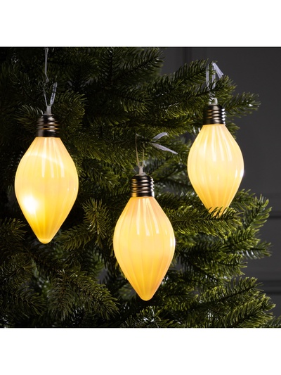 Набор ёлочных шаров «Снежное сияние», 3 шт., d=8 см, 3 LED, от батареек AG13×9, свечение тёплое белое