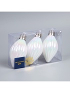 Набор ёлочных шаров «Снежное сияние», 3 шт, d=8 см, 3 LED, от батареек AG13×9, свечение тёплое белое - фото 6622125